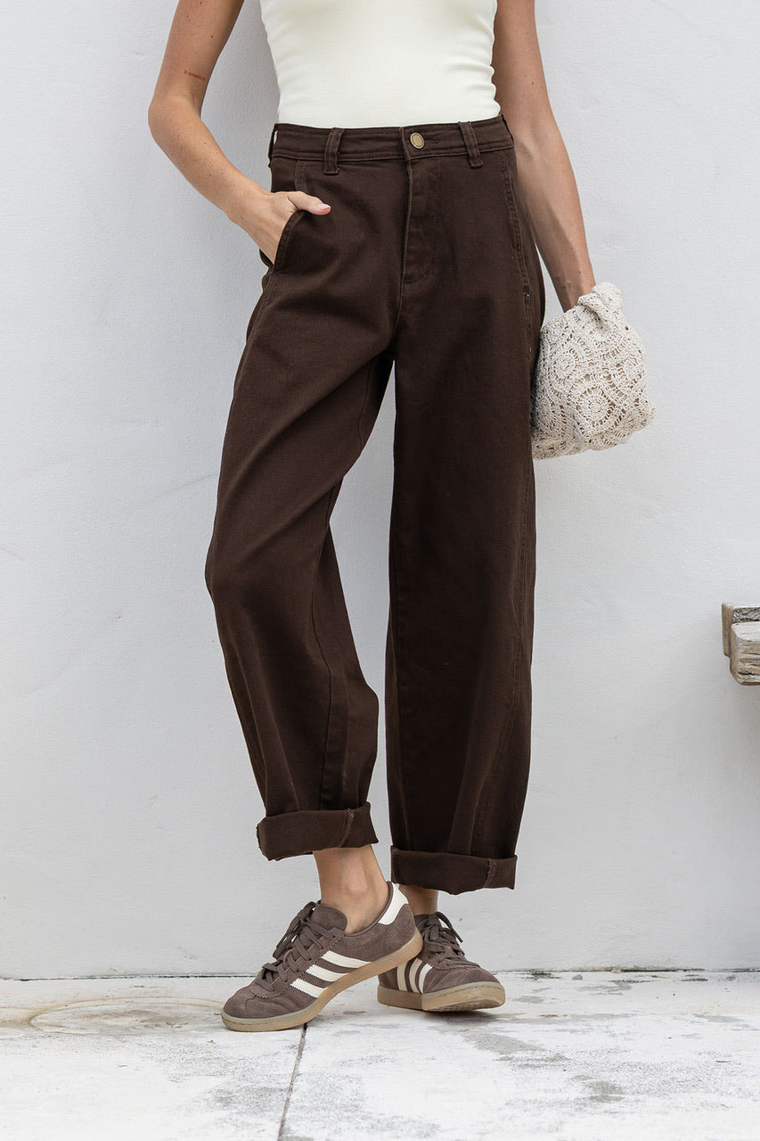 Stretch Barrel Jean- Chocolate