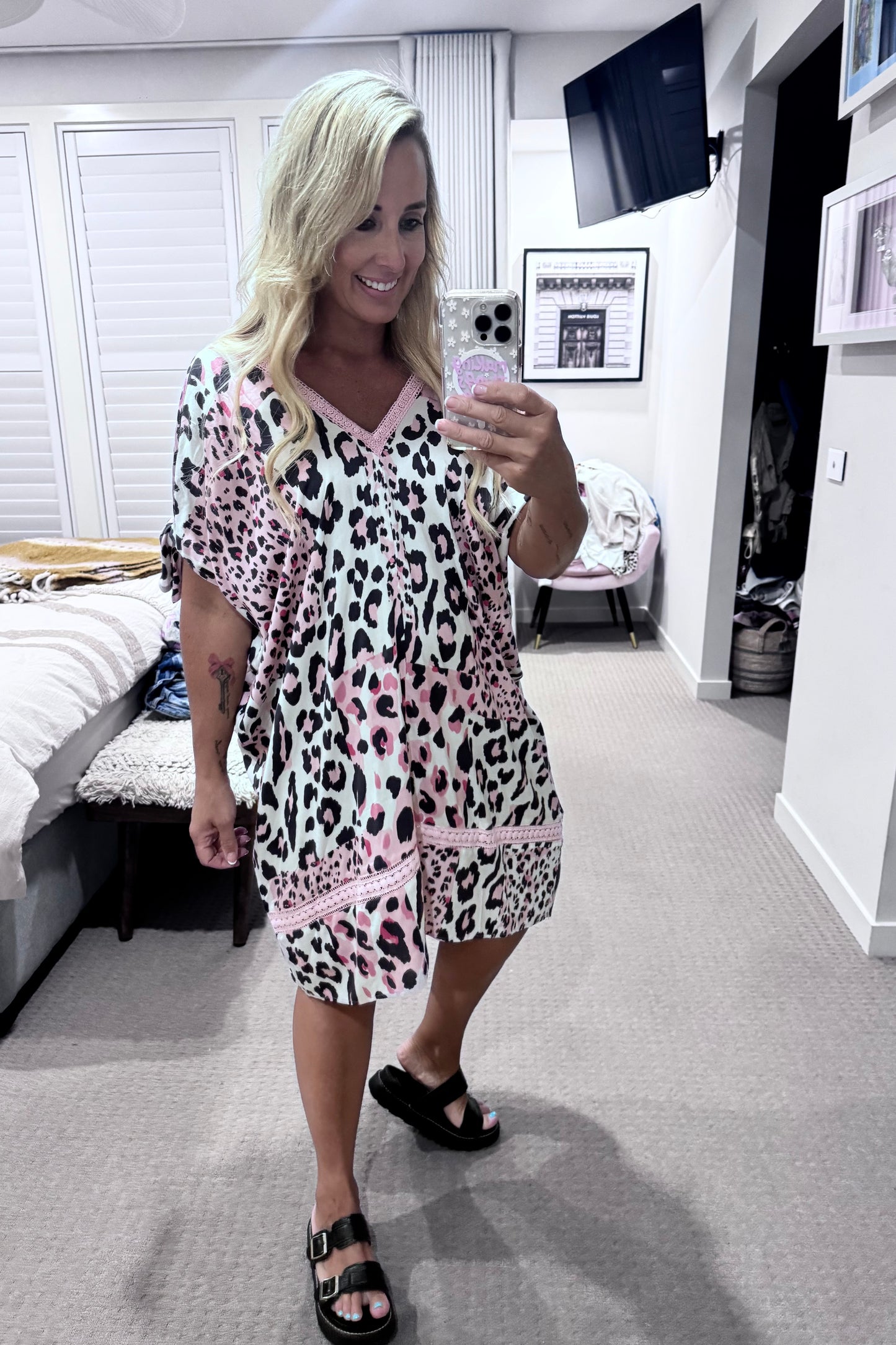 Pink Leopard Perfection Batwing Beach Dress