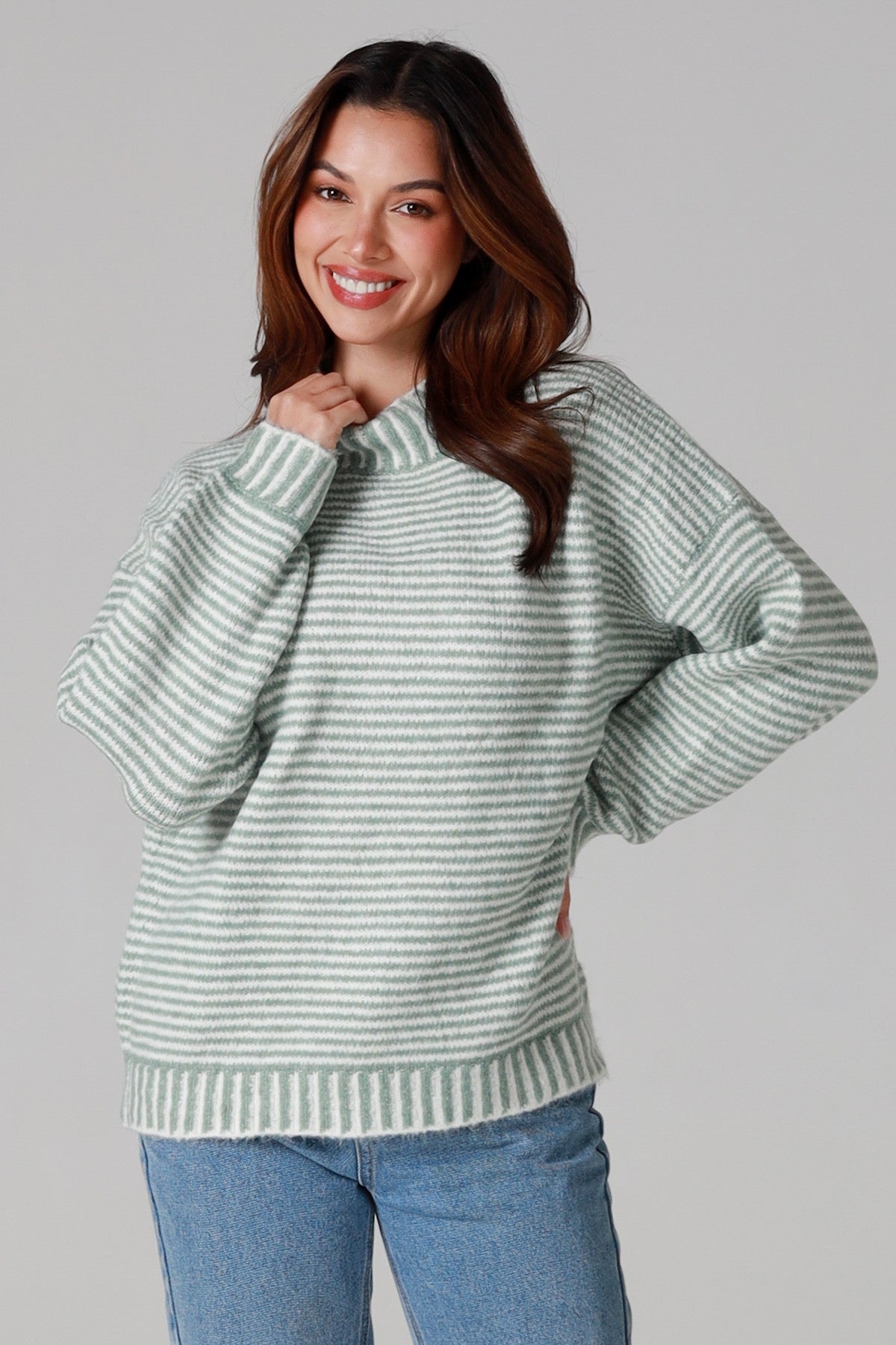 Sammy Stripe Knit- Sage Green