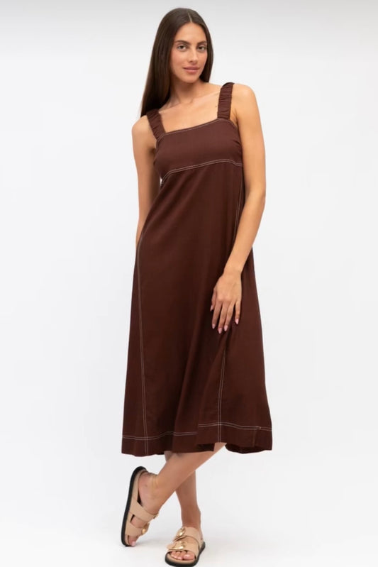 Stitched Up Dress- Chocolate