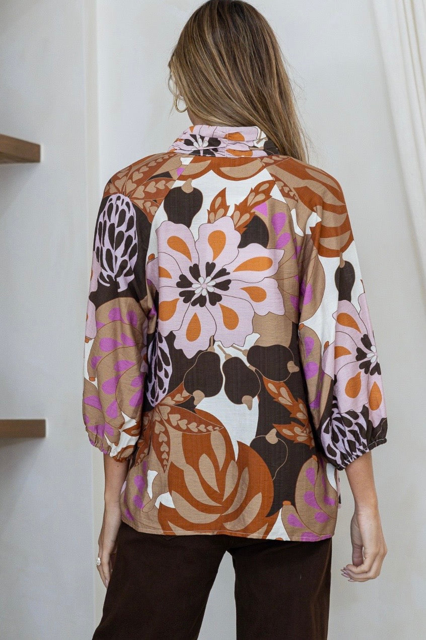 Picaso Shirt - Choc/Pink