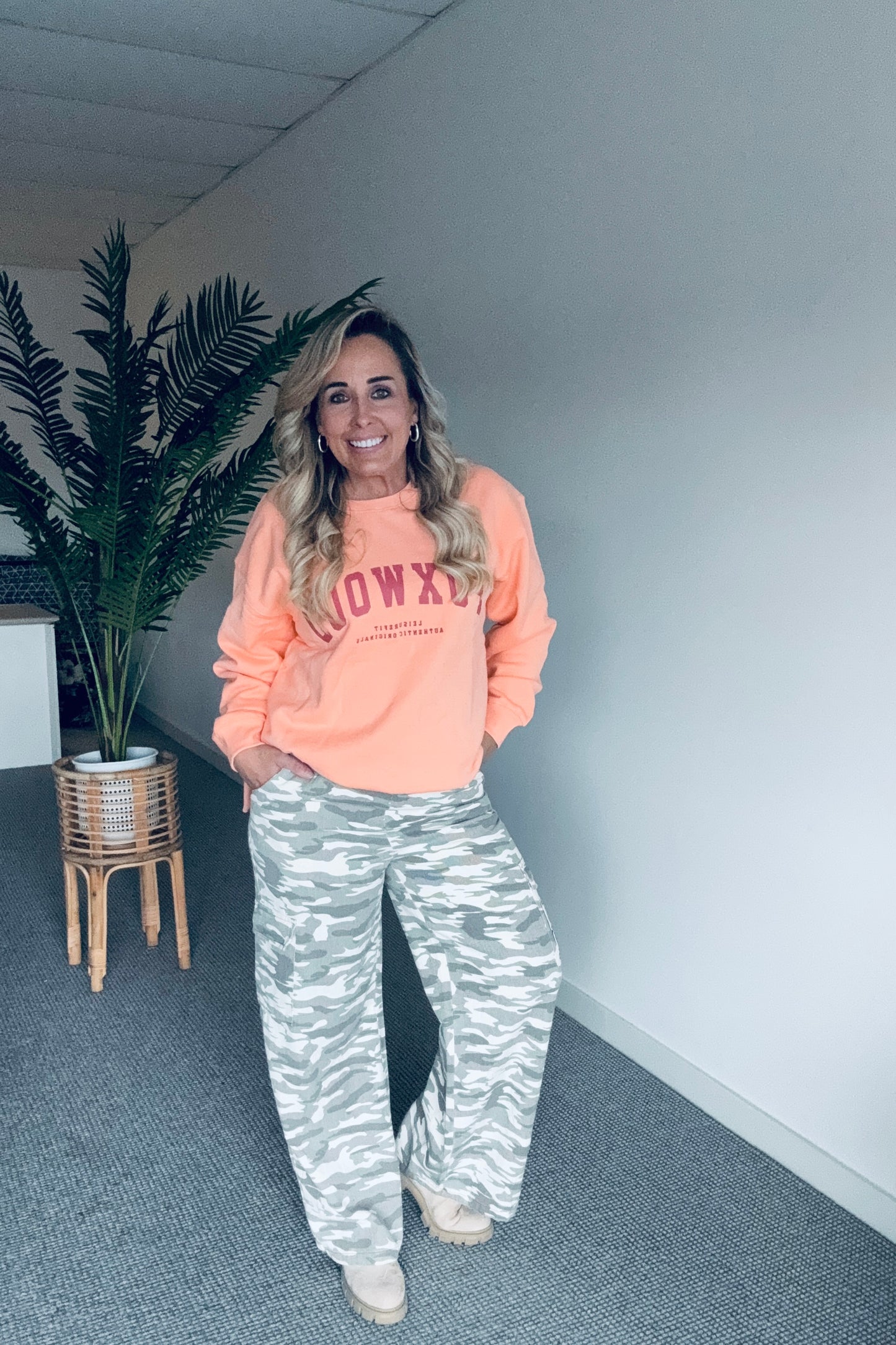 Camo Wide Leg Jean- Taupe