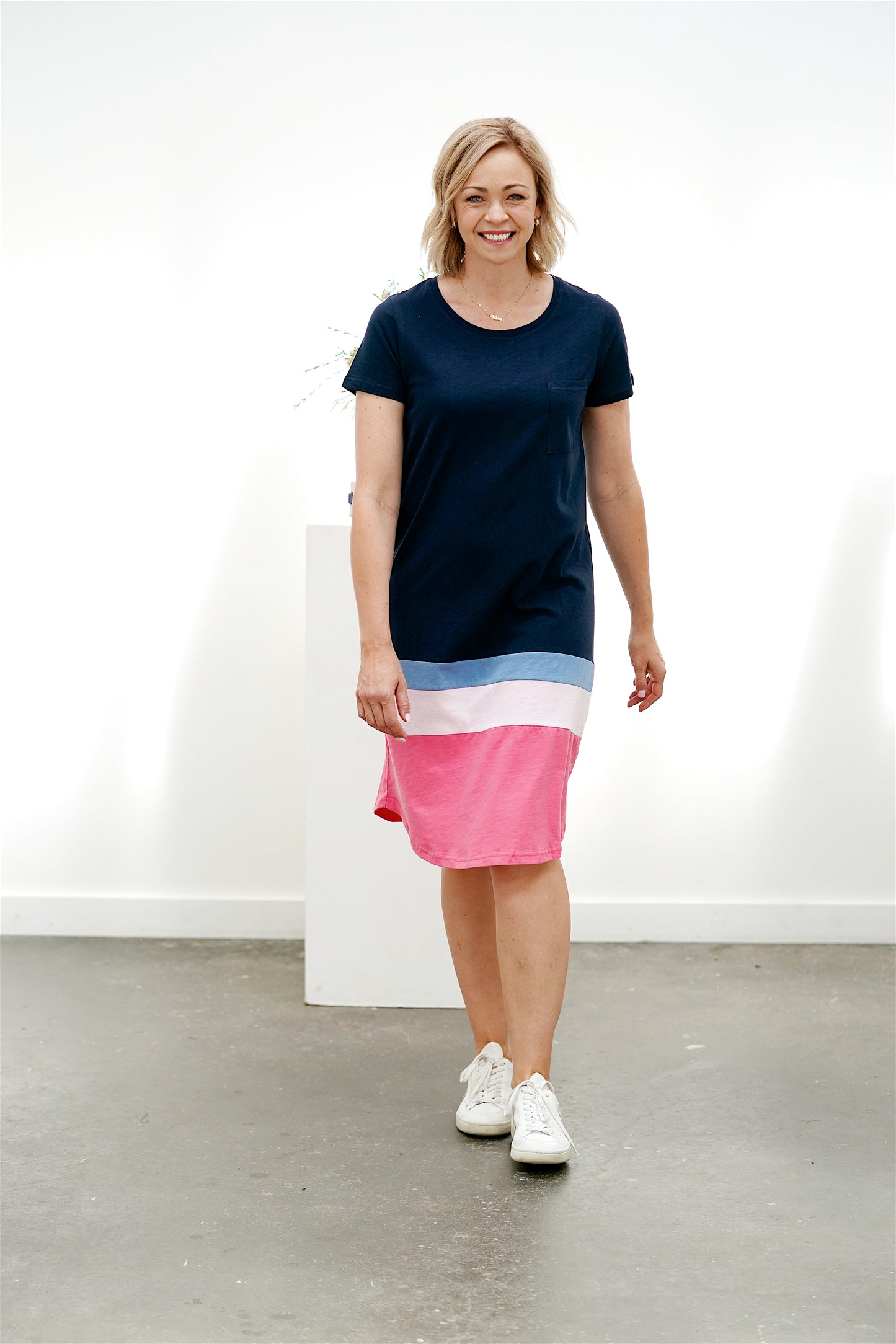 Diverge tee Dress- Sapphire/Blossom