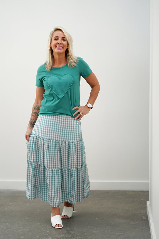 Gingham Skirt - Sage Green