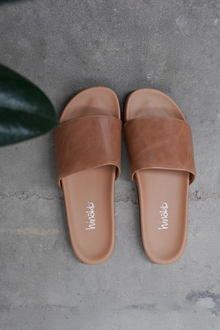 Willow Leather Slide- Tan