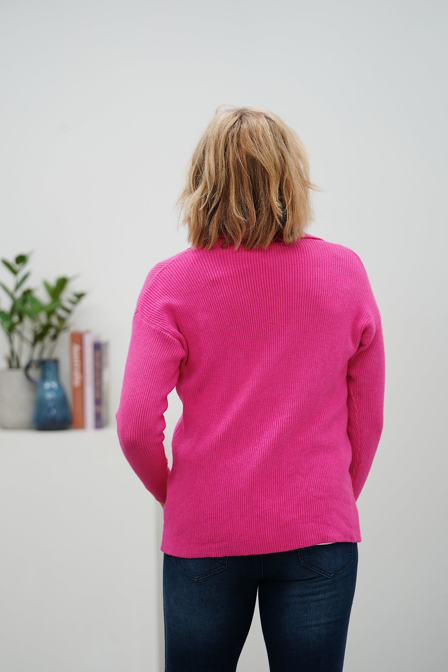 Catherine Collar Knit- Hot Pink