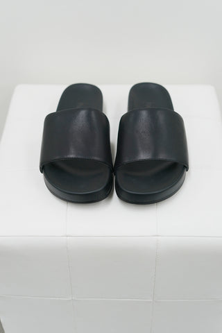 Willow Leather Slide- Black