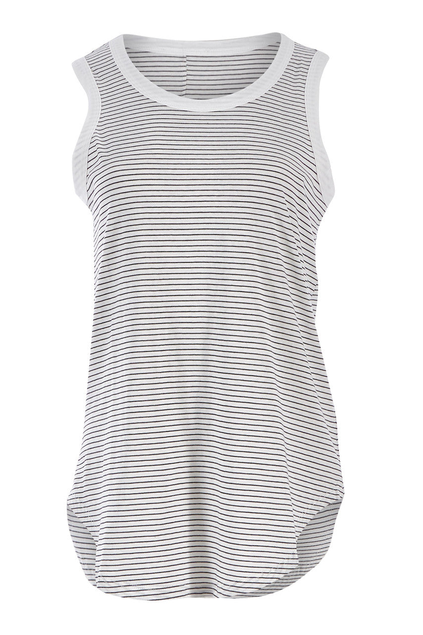Keira Tank- Black/White Stripe