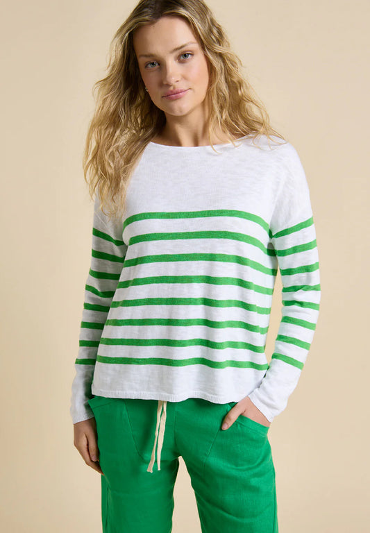 Bobbie Top- Green Stripe