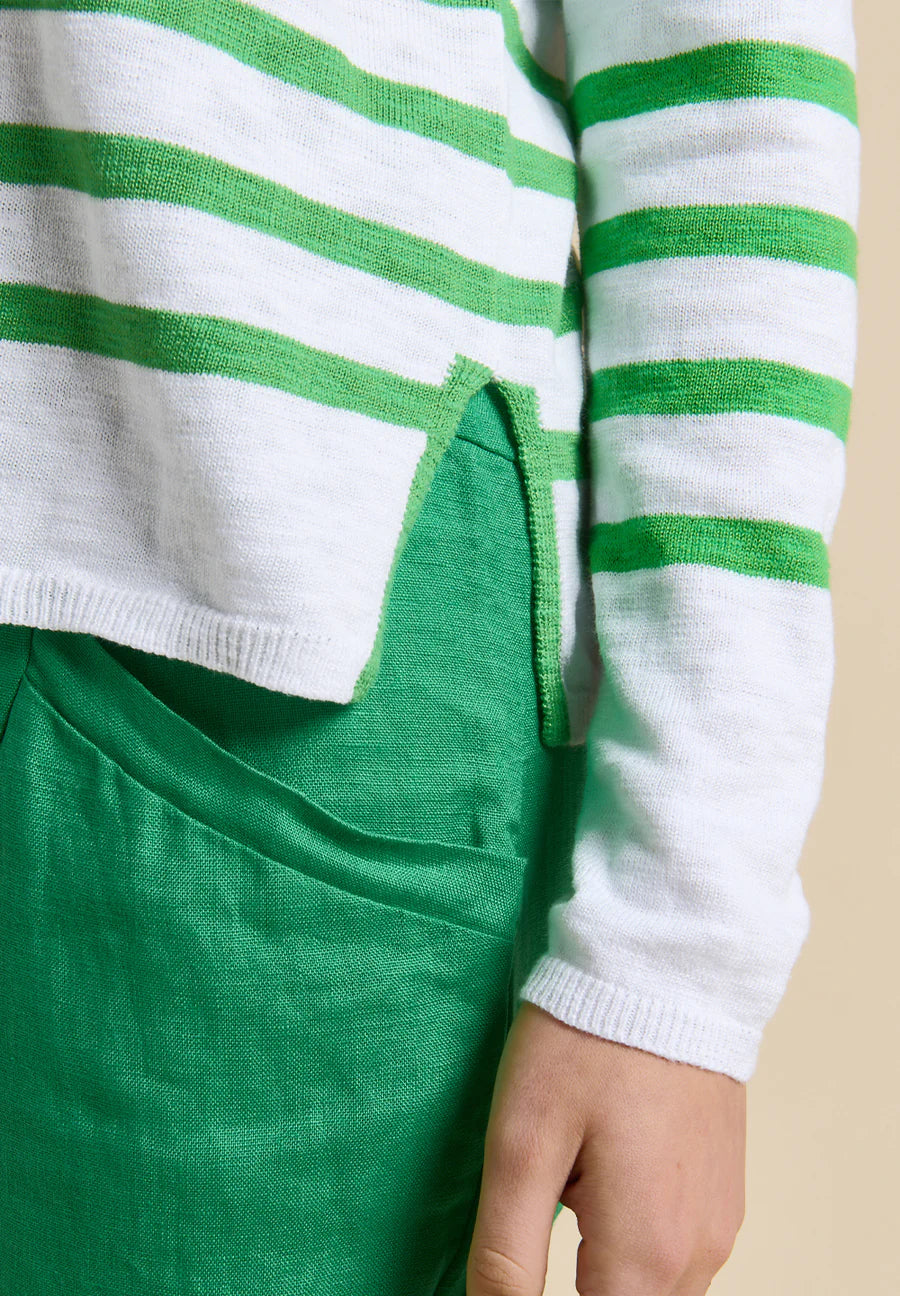 Bobbie Top- Green Stripe