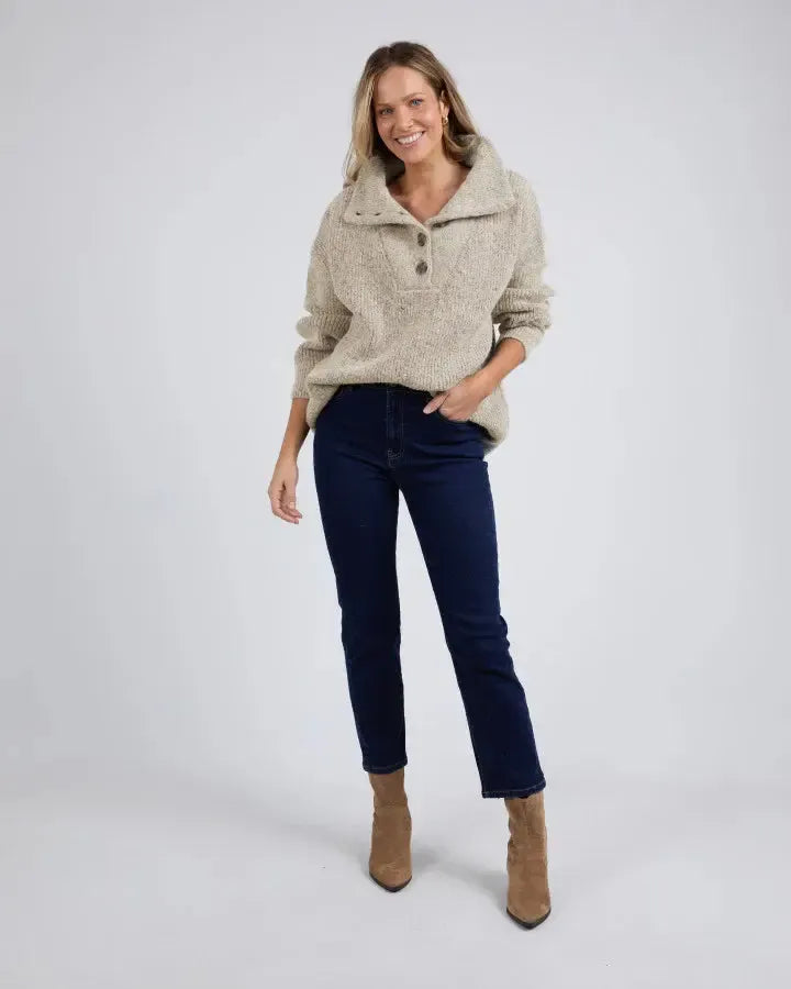 Bron Button Knit- Oat