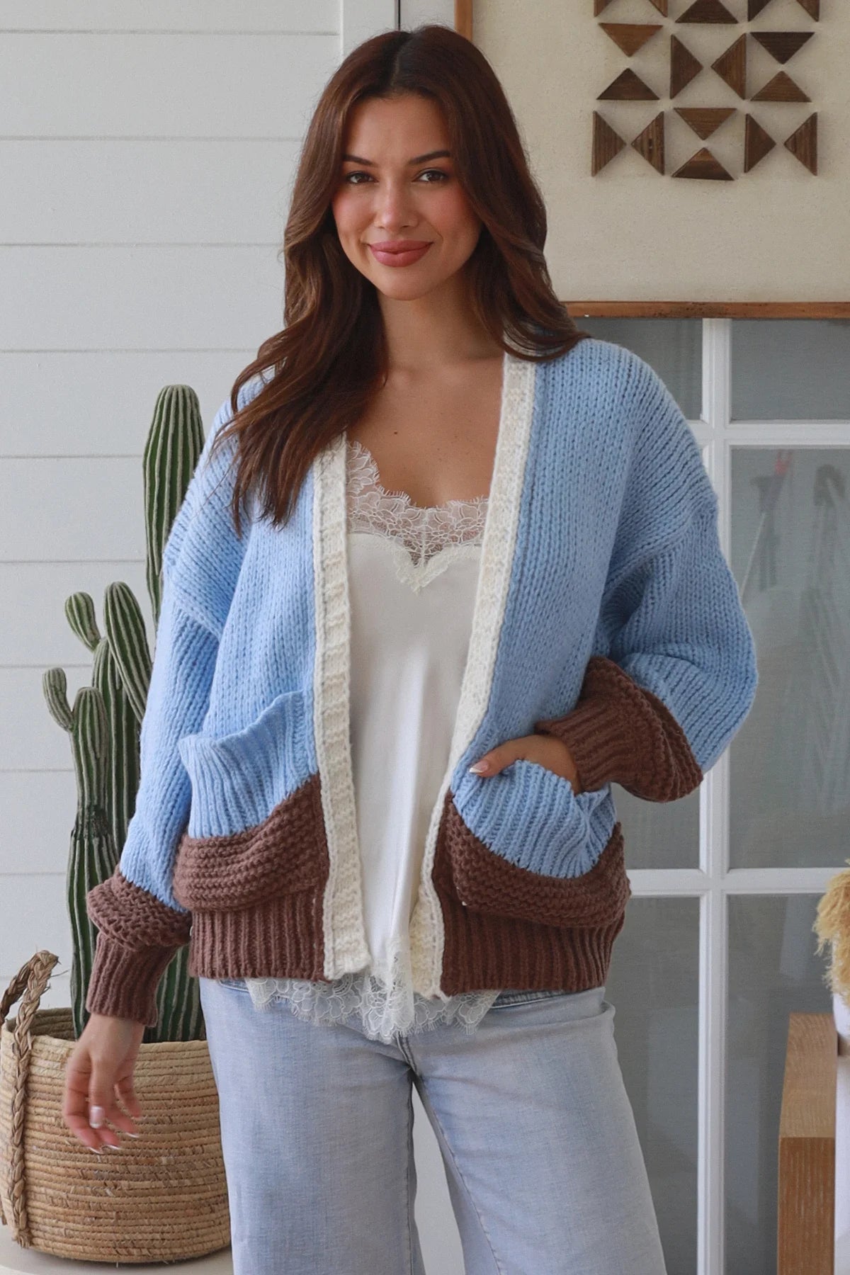 Cloud Cardi - Choc/Blue