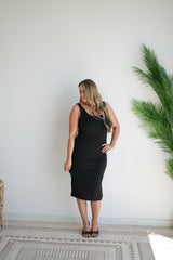 Ribbed Roxy Dress- Black
