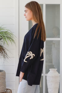 Palm Tree Pocket Knit - Navy