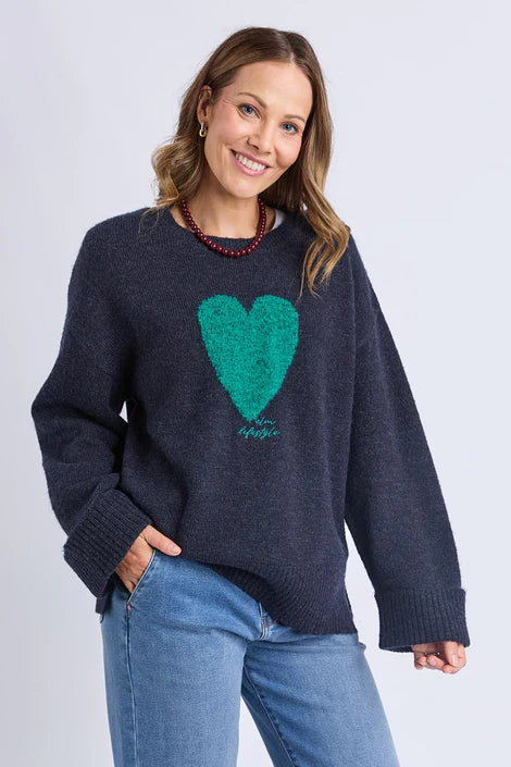 Elm Heart Knit- Navy