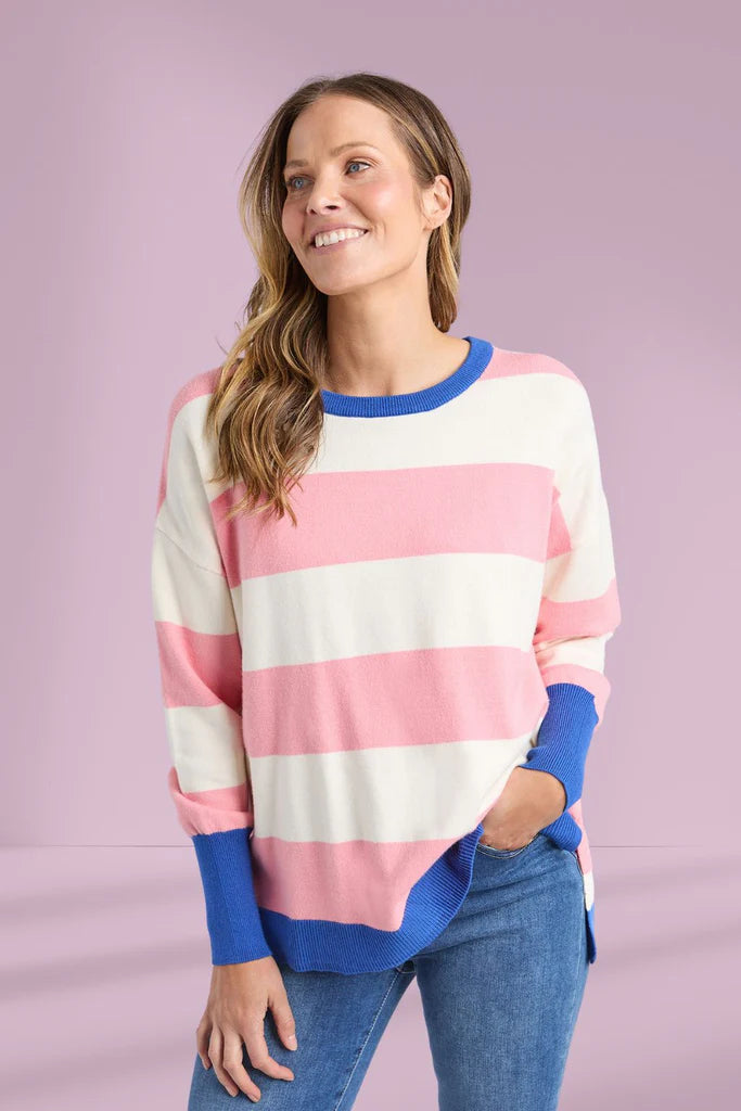 Elvie Stripe Knit - Charm Pink/White/French Blue