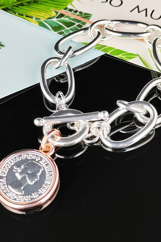 Loop Coin Bracelet- Silver