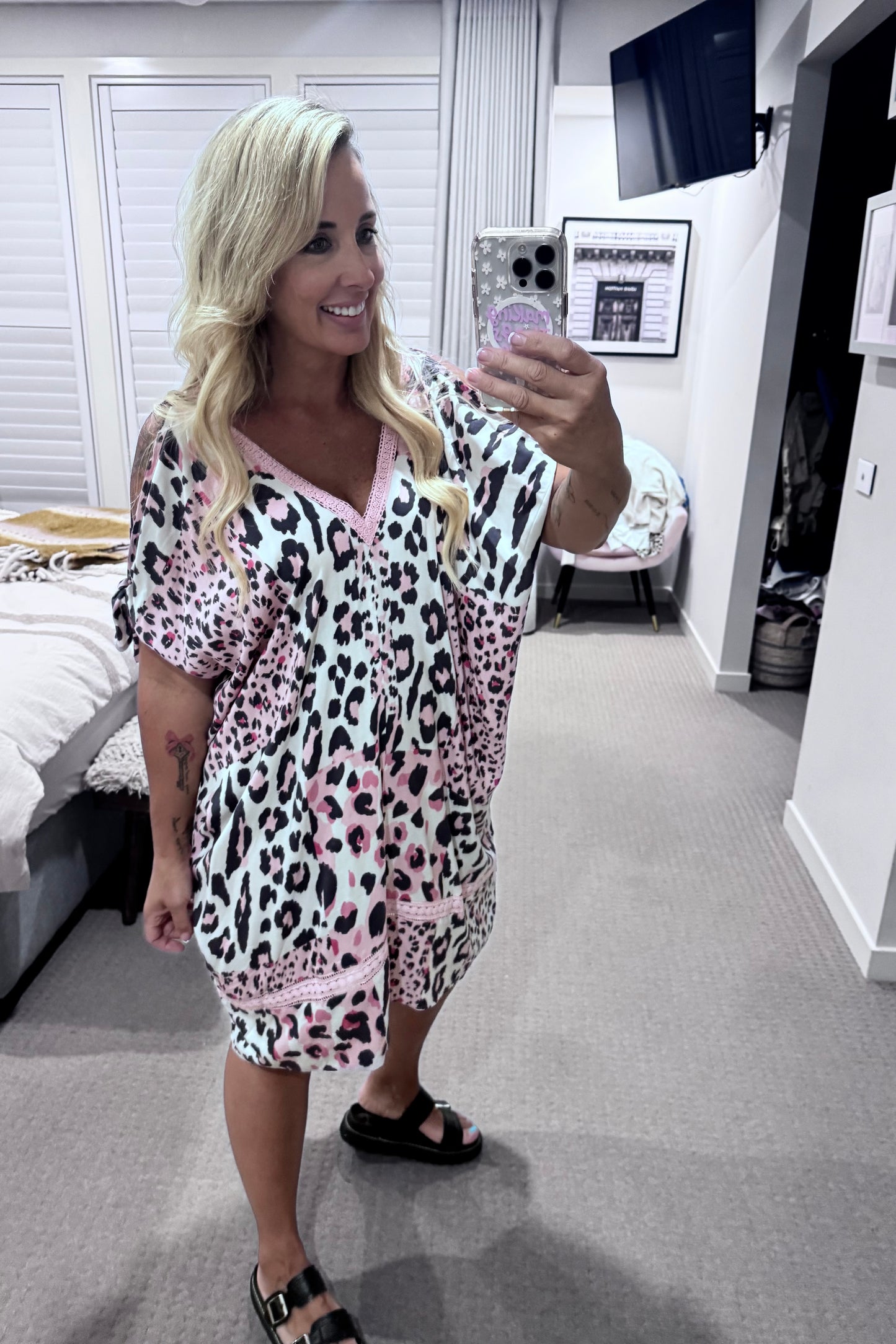 Pink Leopard Perfection Batwing Beach Dress