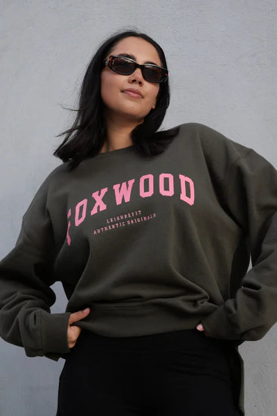 Interval Crew- Dark Khaki/Coral