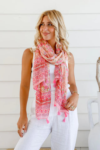 Coral Paisley Scarf