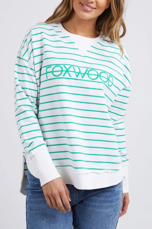 Simplified Stripe Crew - Neon Mint