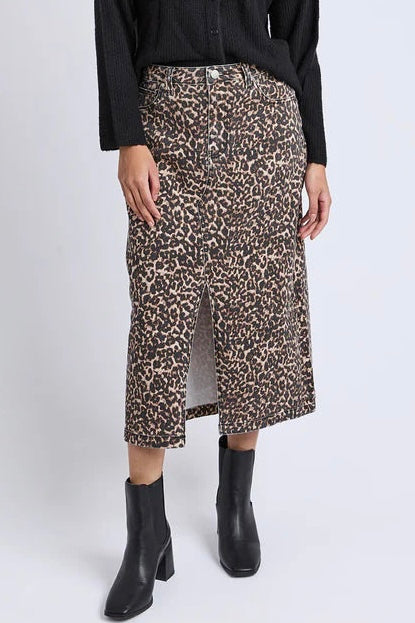 Leopard Denim Skirt
