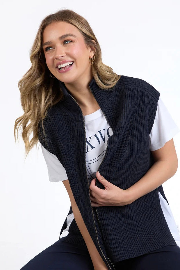 Zip Knit Vest- Navy