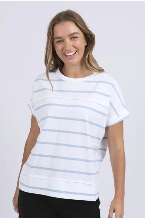 Allison Tee- White/Sky Blue