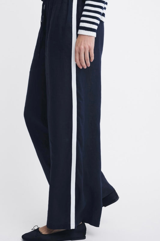 Linen Side Stripe - Navy