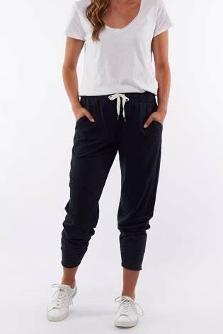 Elm Ribbed Trim Pant - Black