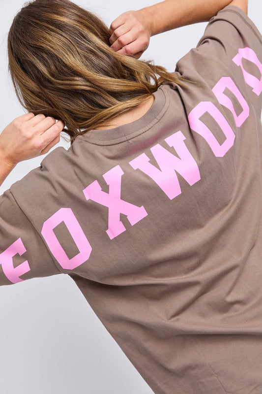 Interval Tee- Brown/Bright Pink