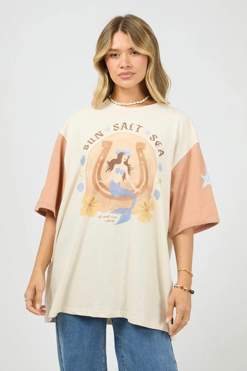 Sun Salt Sea OVersized Tee- Vanilla