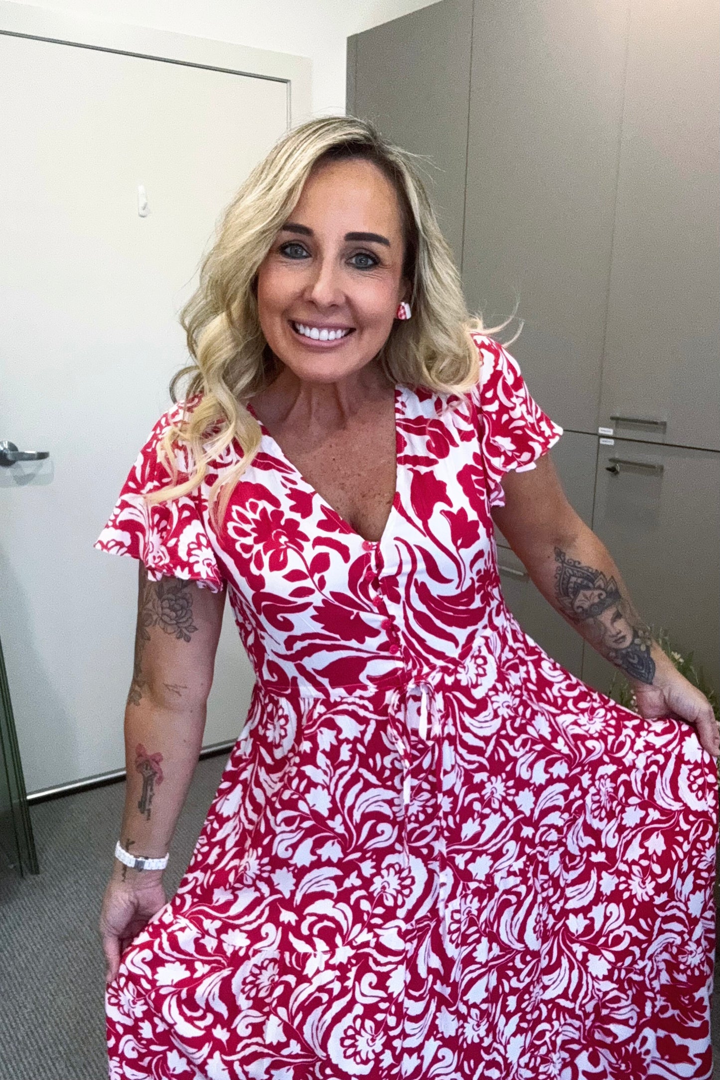 Aster Button Dress- Festive