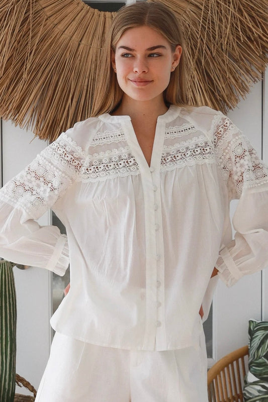 Crochet L/S Shirt - White