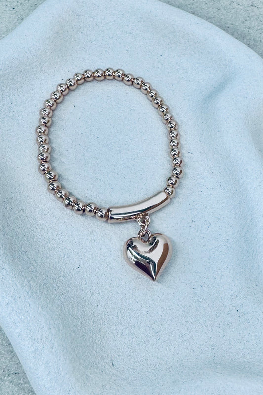 Stretchy Heart Bracelet - Yellow Gold