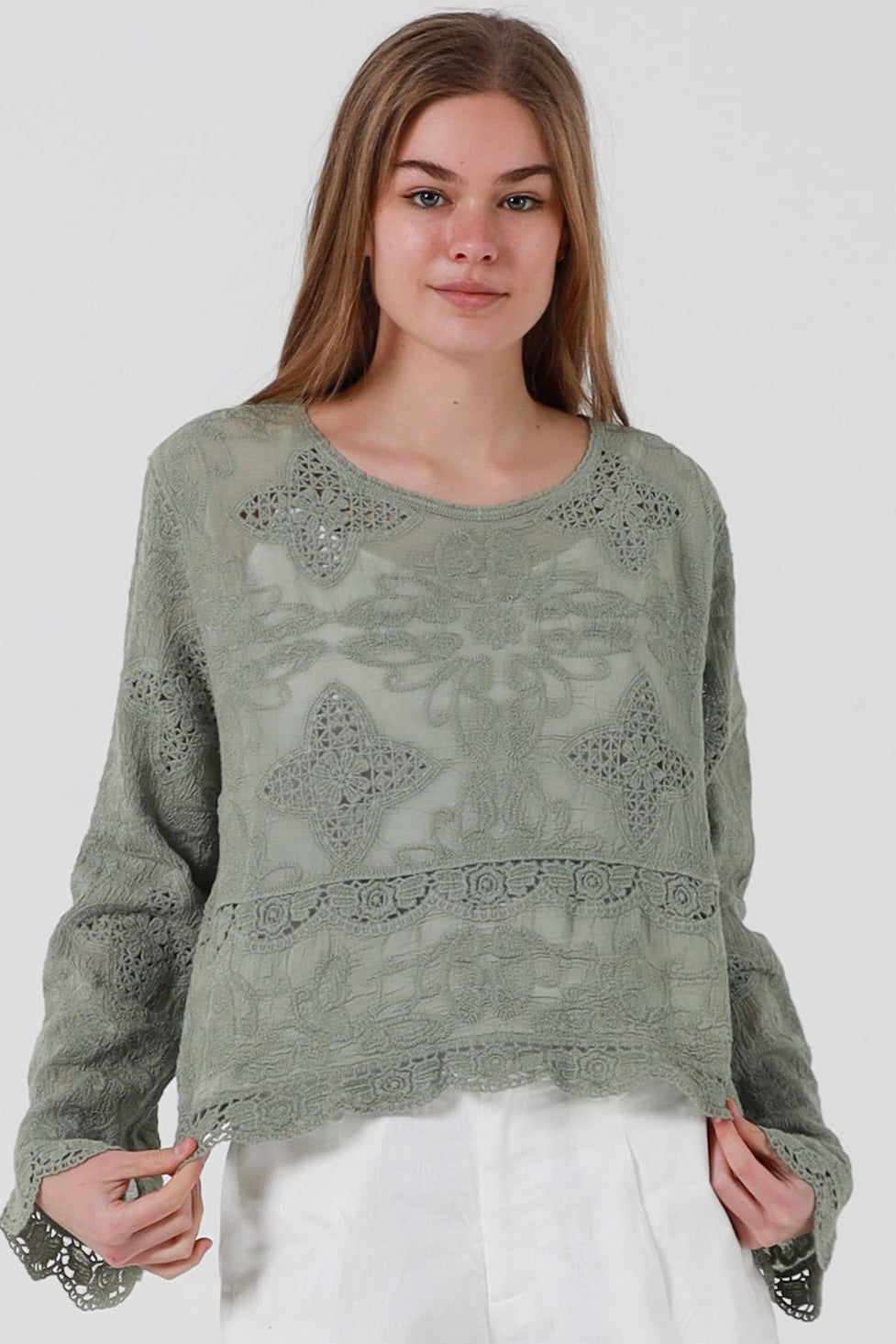 Cropped Lace Cover - Khaki
