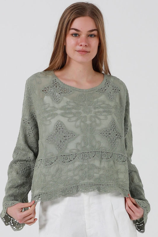 Cropped Lace Cover - Khaki