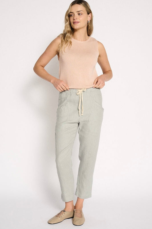 Luxe Linen Pant - Dusty Aqua