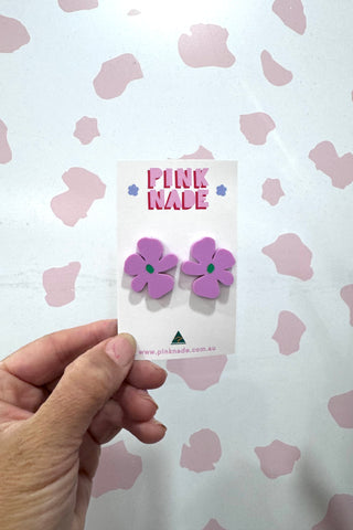Pink Nade Flower Stud- Purple Flower