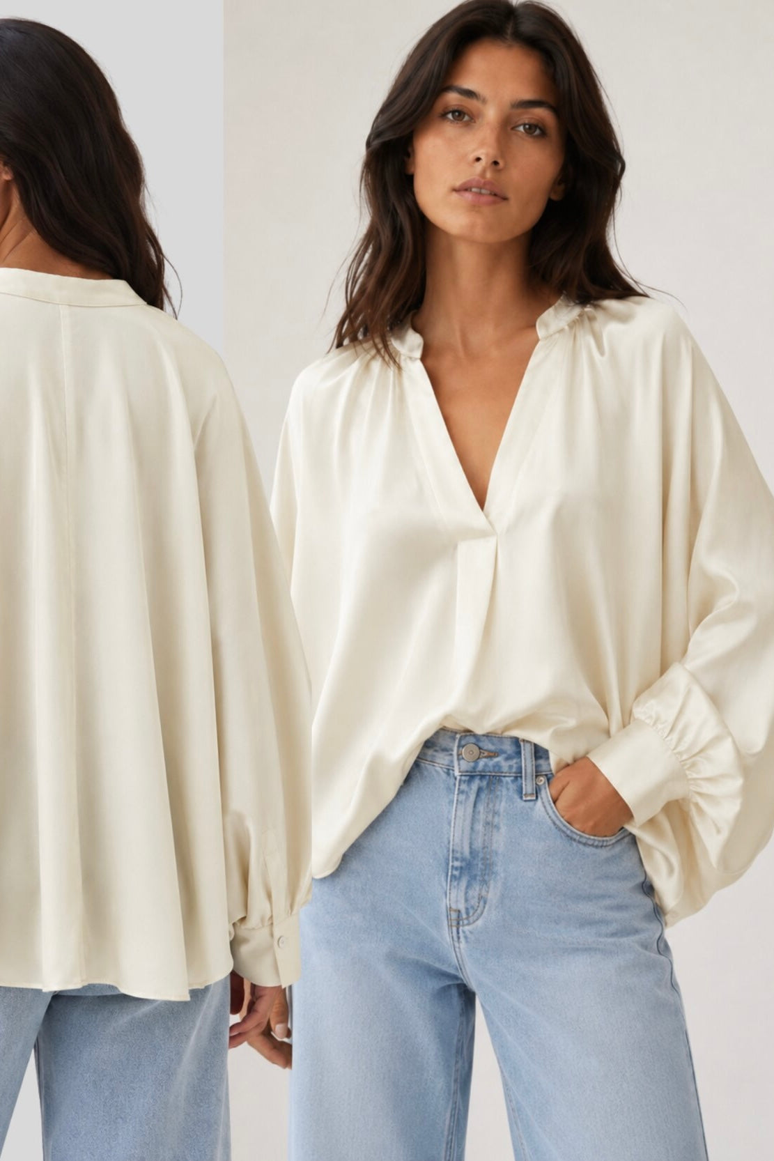 Satin Oversized Shirt- Cream