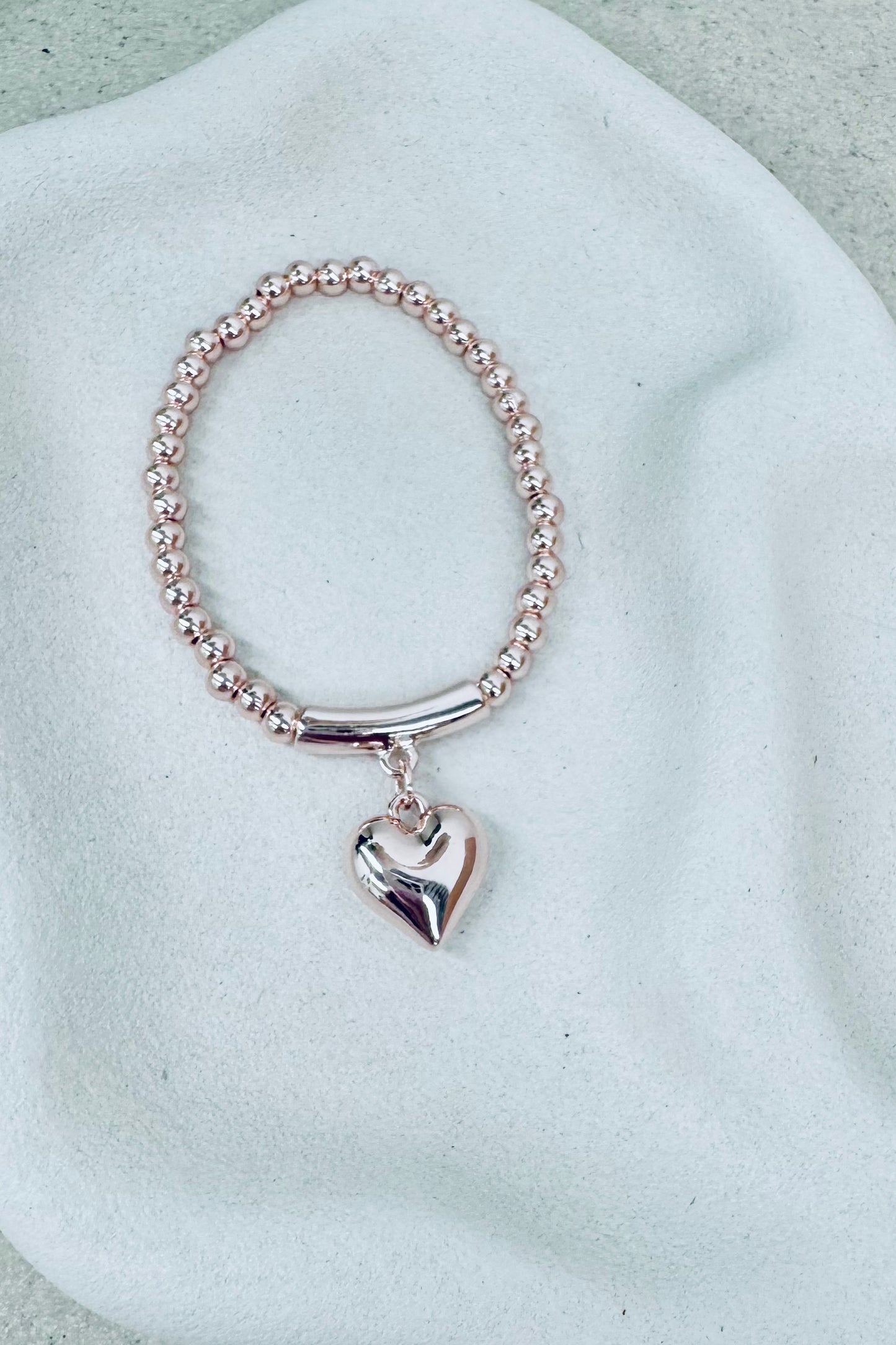 Stretchy Heart Bracelet - Rose Gold