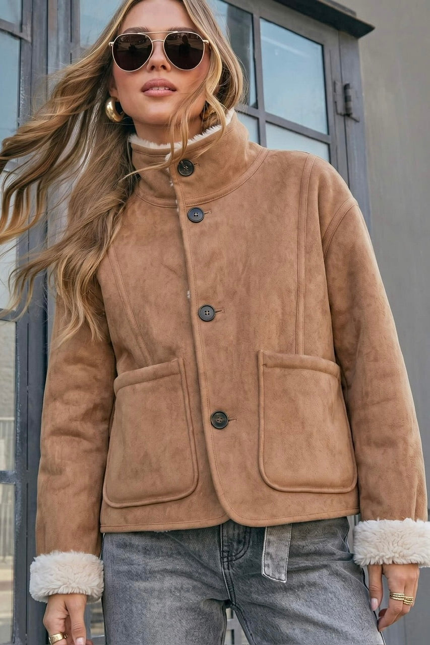 Reversible Wool Jacket- Tan/Natural