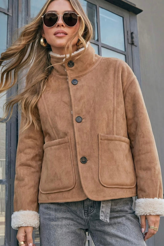 Reversible Wool Jacket- Tan/Natural