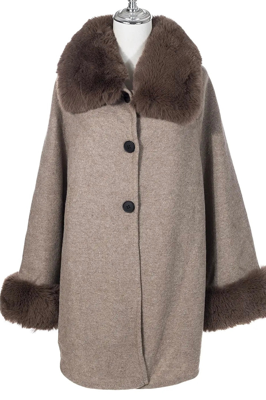Fur Poncho Jacket - Mocha