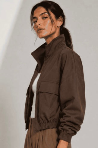 Lightweight Bomber Jacket - Chocolate