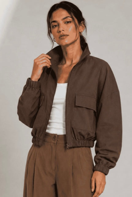 Lightweight Bomber Jacket - Chocolate
