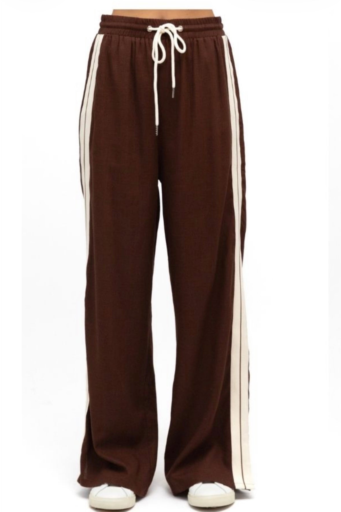 Side Stripe Cotton Pant - Choc