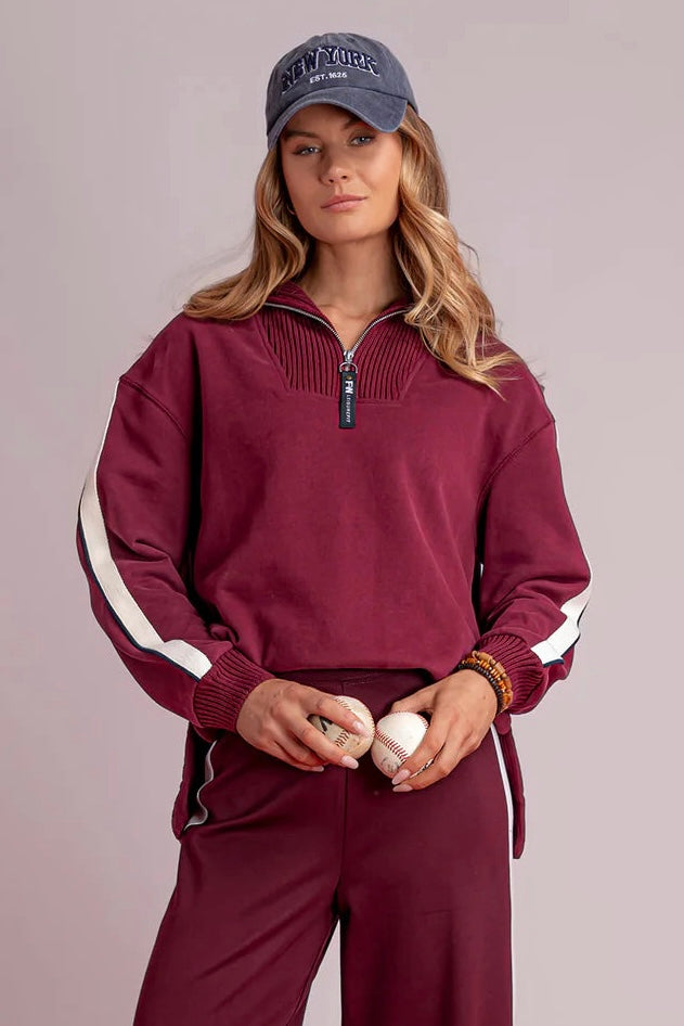 Knit Collar Crew- Port