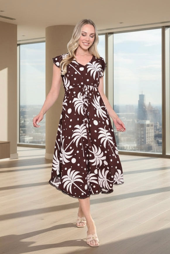 Acacia Dress- Choc Palm