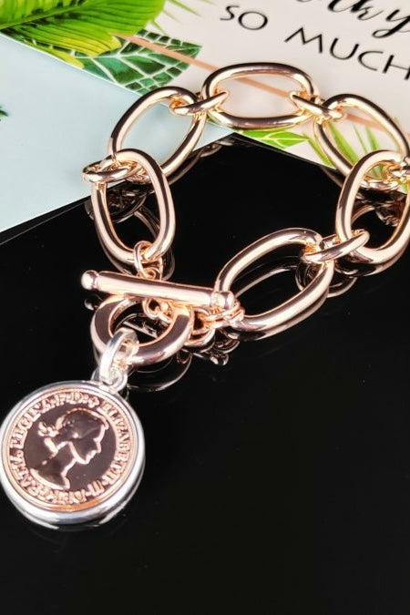 Loop Coin Bracelet- Rose Gold